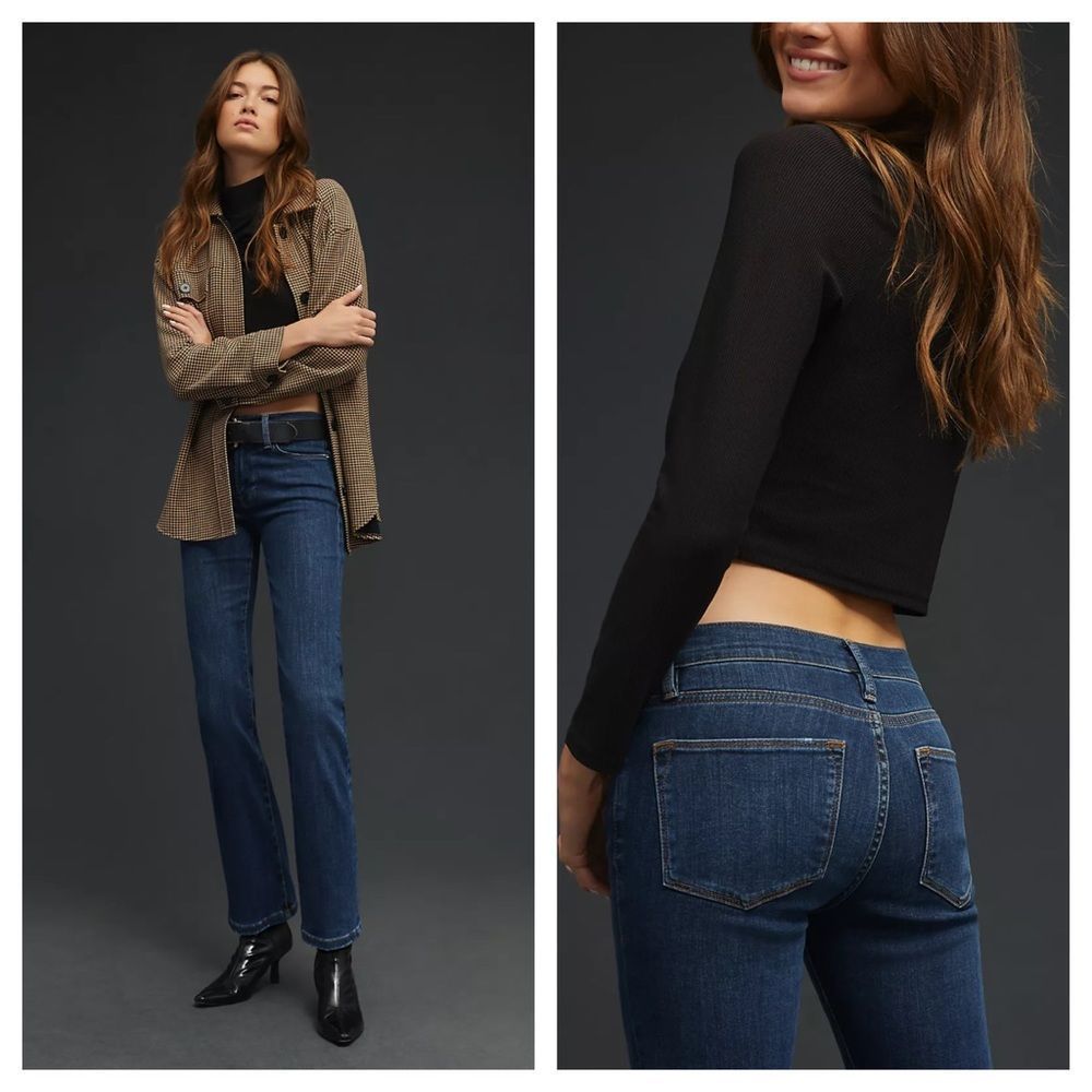 Frame Le High Straight Jeans Dark Wash Denim High Waisted Straight Leg Jeans